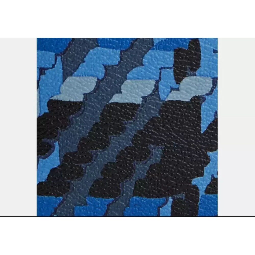Coach CN412 ID Wallet w/Plaid Print Coated Canvas Gunmetal/Denim Multi NWT $128 - Picture 2 of 3